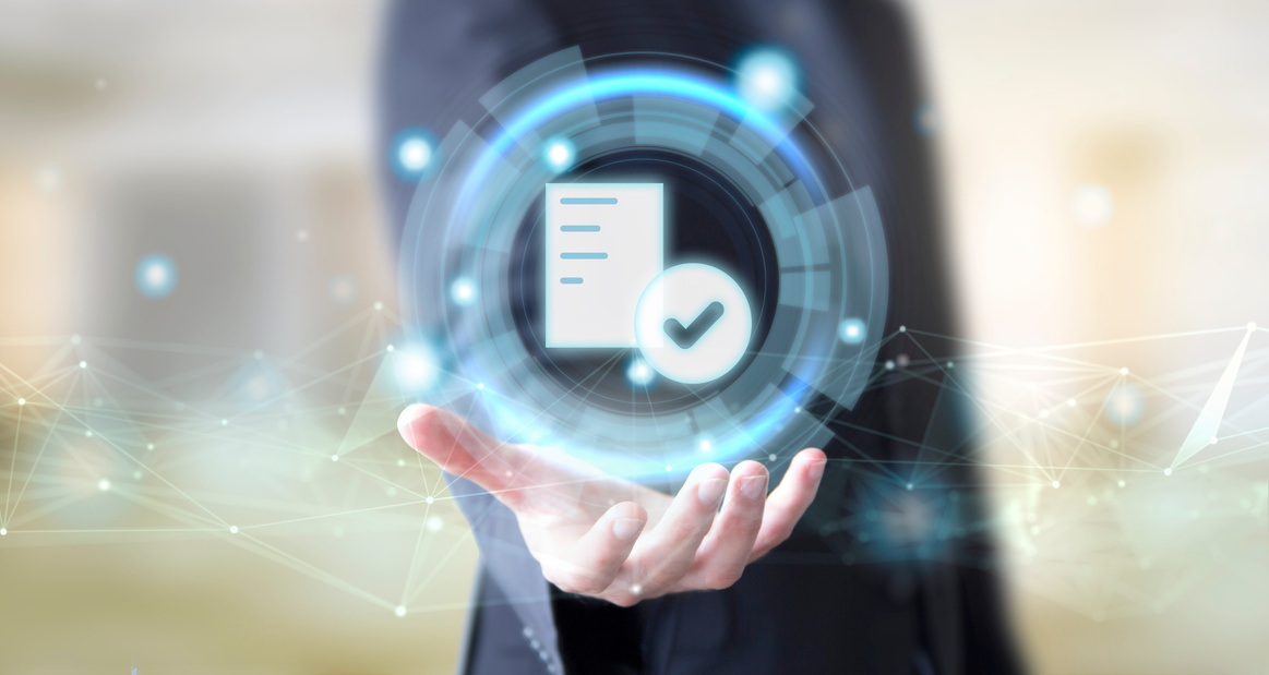businessman with digital document approving advice concept