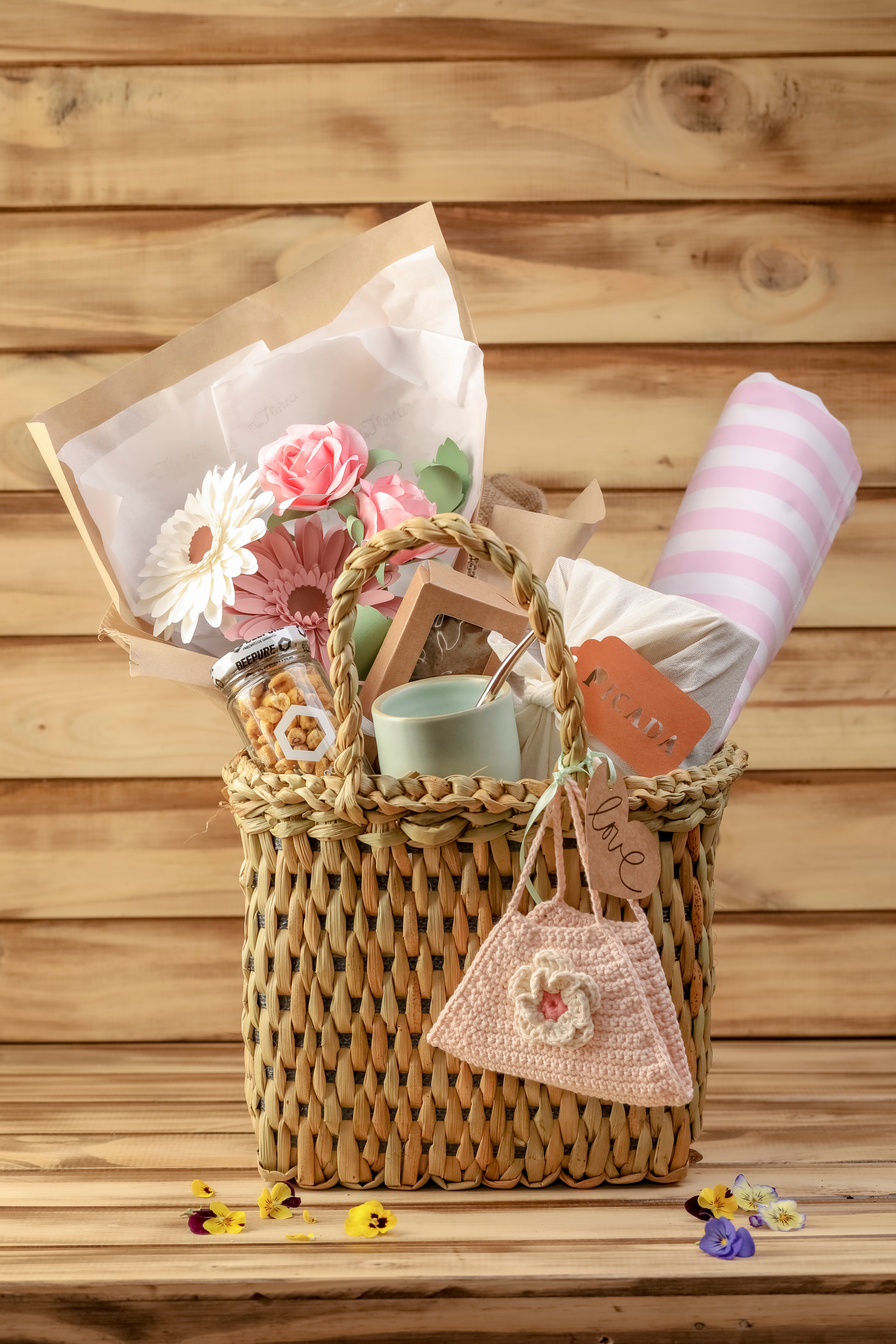 Basket with breakfast gift